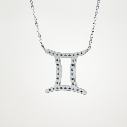0.13 TCW Round Lab Grown Diamond Gemini Zodiac Sign Necklace
