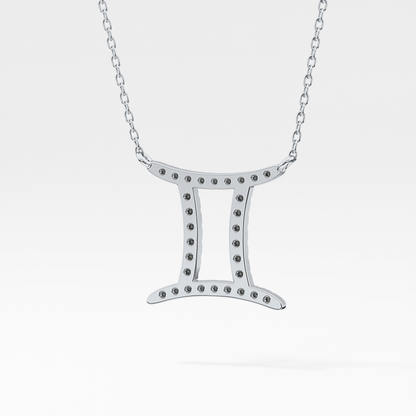 0.13 TCW Round Lab Grown Diamond Gemini Zodiac Sign Necklace