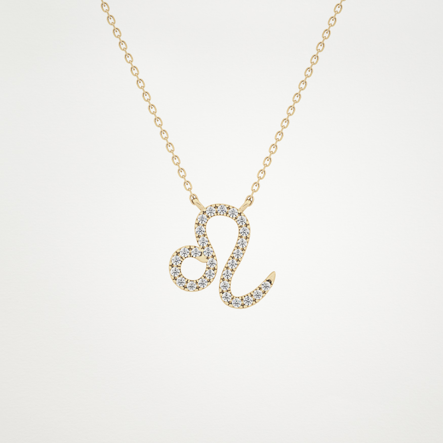 0.14 TCW Round Lab Grown Diamond Leo Zodiac Sign Necklace