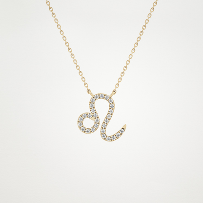 0.14 TCW Round Lab Grown Diamond Leo Zodiac Sign Necklace