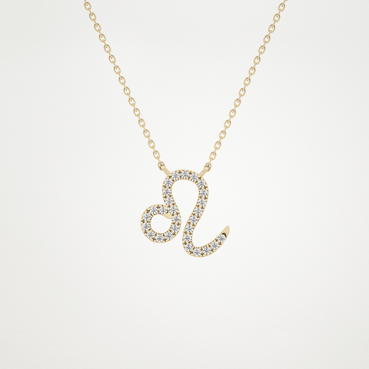 0.14 TCW Round Lab Grown Diamond Leo Zodiac Sign Necklace