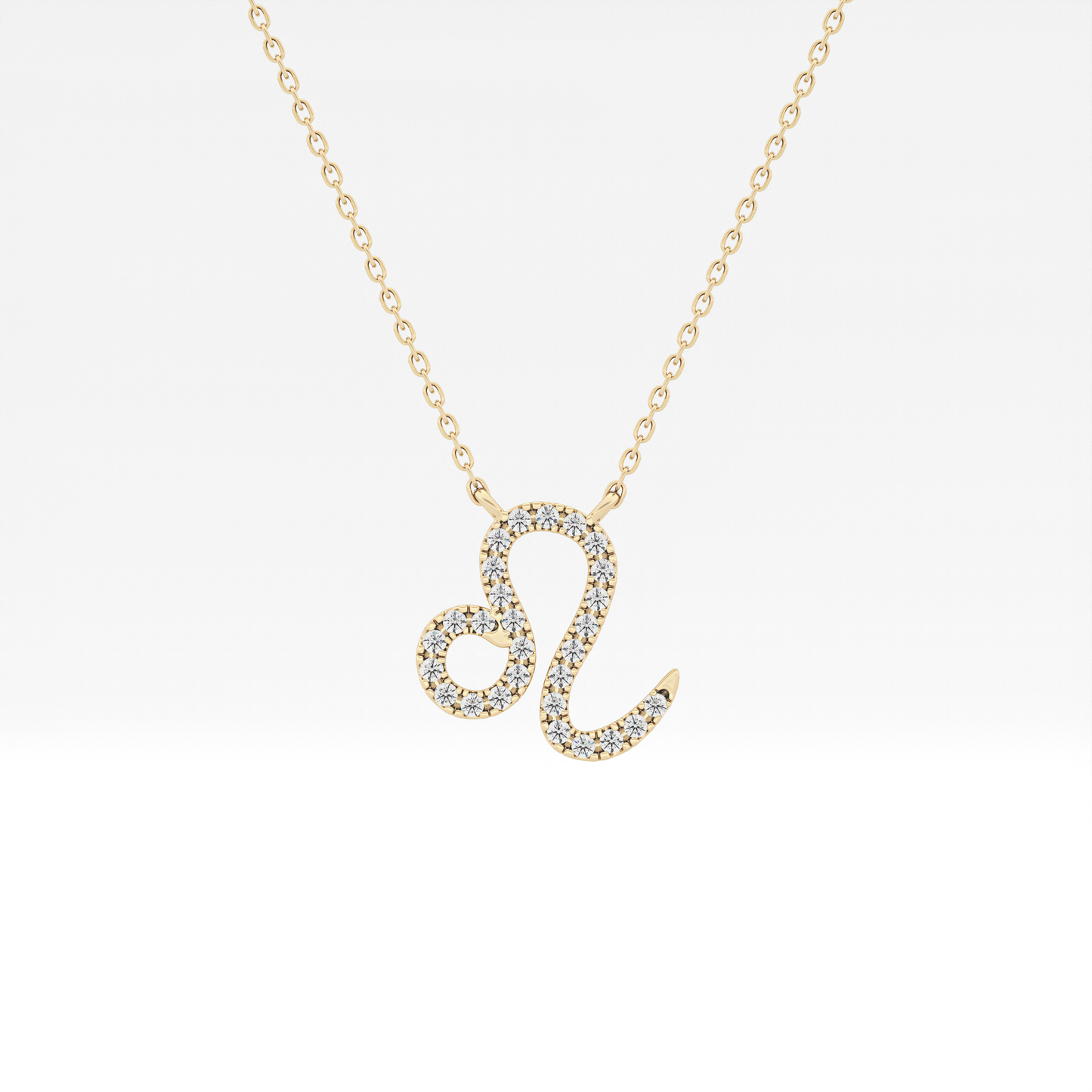 0.14 TCW Round Lab Grown Diamond Leo Zodiac Sign Necklace