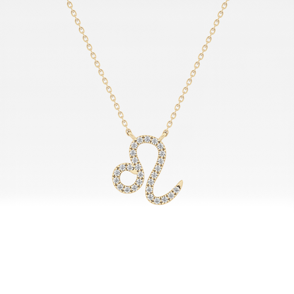 0.14 TCW Round Lab Grown Diamond Leo Zodiac Sign Necklace