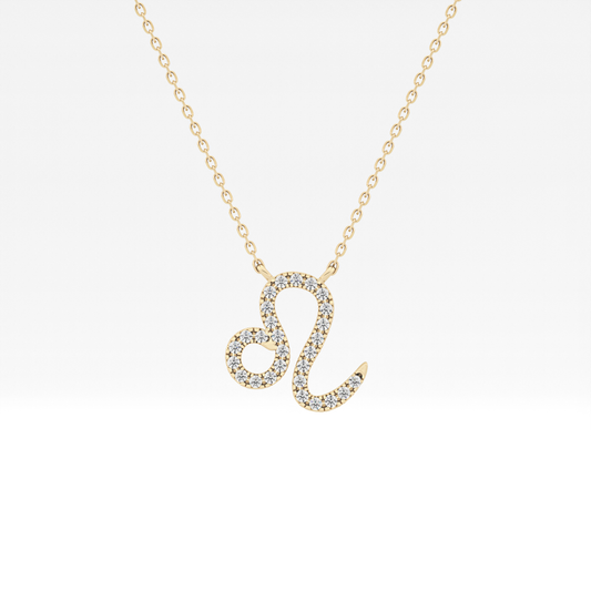 0.14 TCW Round Lab Grown Diamond Leo Zodiac Sign Necklace