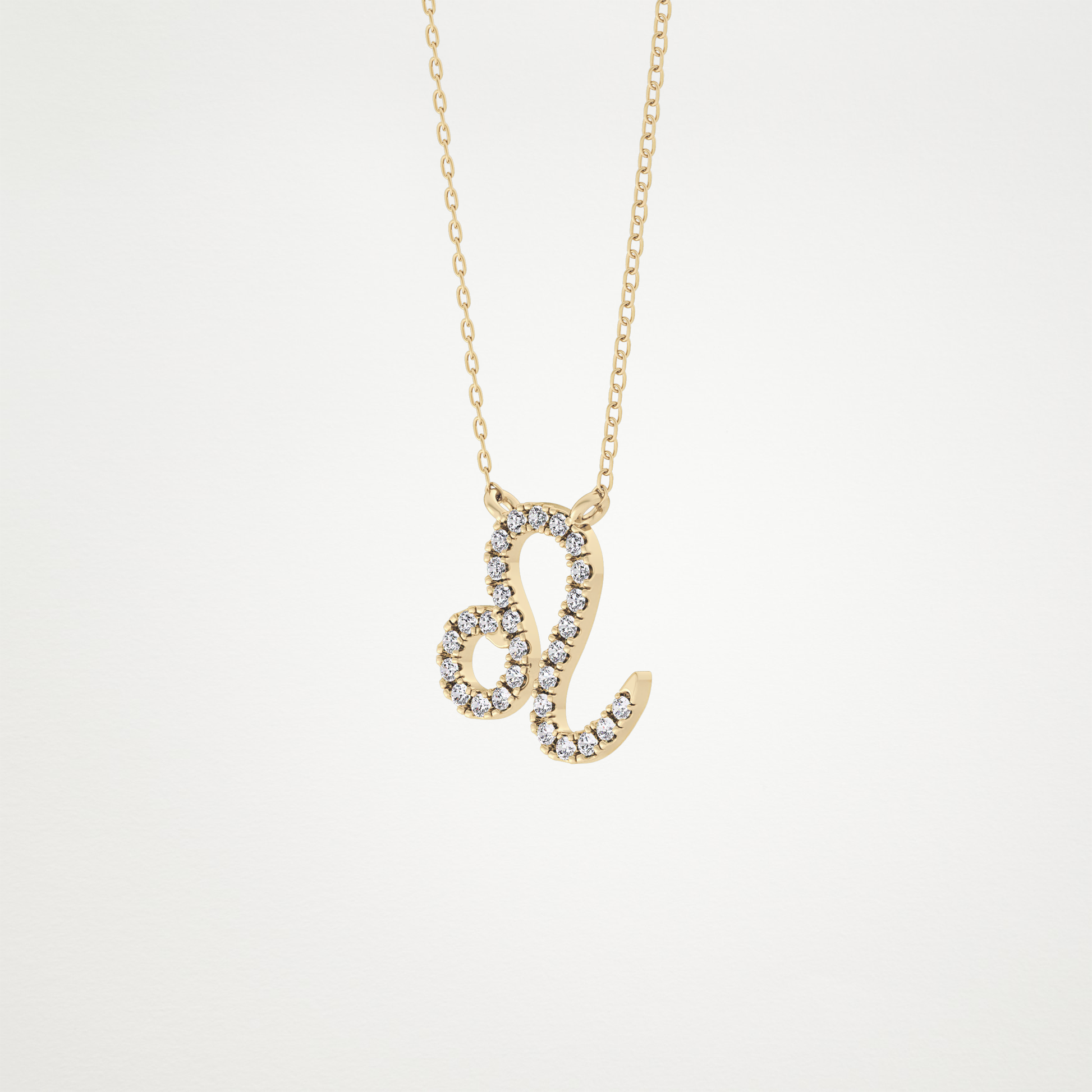 0.14 TCW Round Lab Grown Diamond Leo Zodiac Sign Necklace