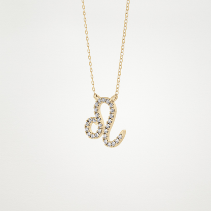 0.14 TCW Round Lab Grown Diamond Leo Zodiac Sign Necklace