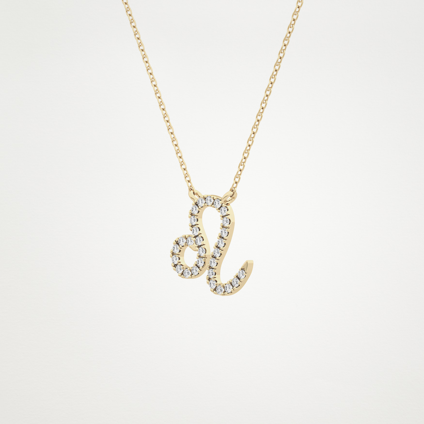 0.14 TCW Round Lab Grown Diamond Leo Zodiac Sign Necklace