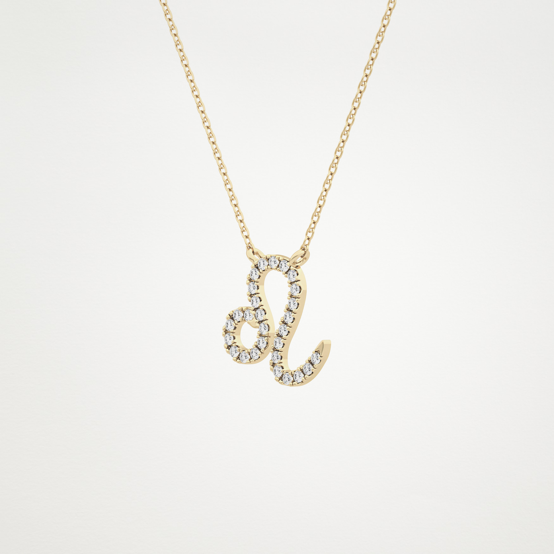 0.14 TCW Round Lab Grown Diamond Leo Zodiac Sign Necklace