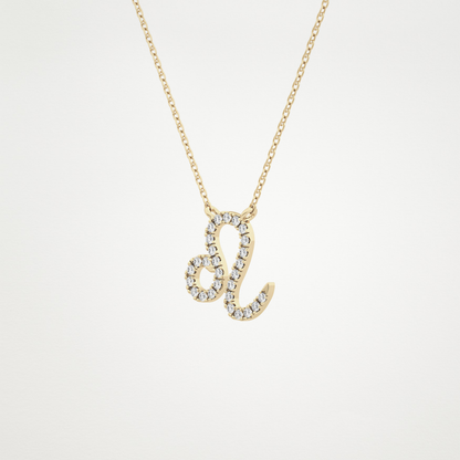 0.14 TCW Round Lab Grown Diamond Leo Zodiac Sign Necklace