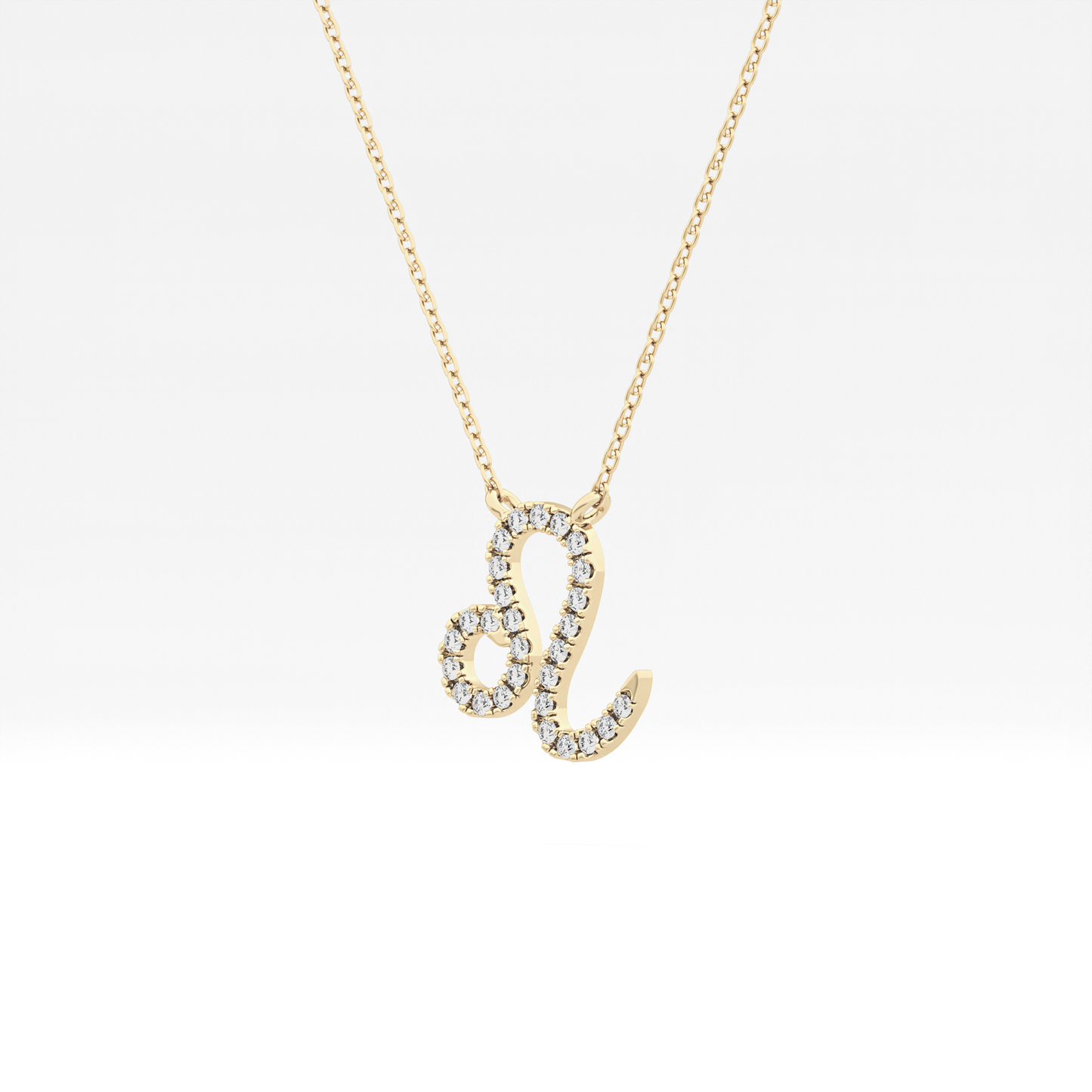 0.14 TCW Round Lab Grown Diamond Leo Zodiac Sign Necklace