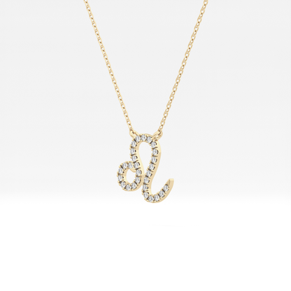 0.14 TCW Round Lab Grown Diamond Leo Zodiac Sign Necklace