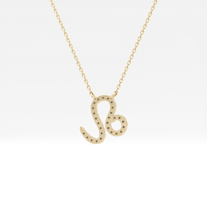 0.14 TCW Round Lab Grown Diamond Leo Zodiac Sign Necklace