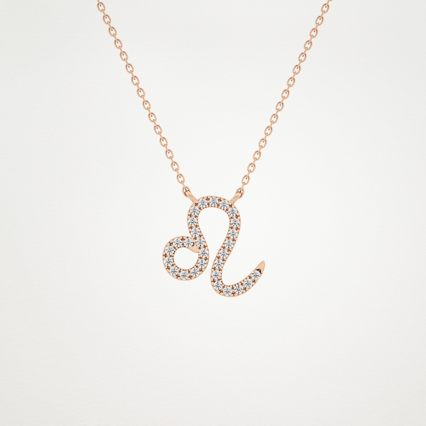 0.14 TCW Round Lab Grown Diamond Leo Zodiac Sign Necklace