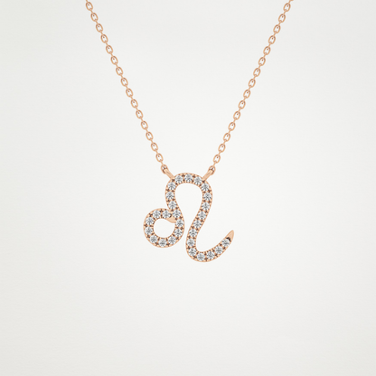 0.14 TCW Round Lab Grown Diamond Leo Zodiac Sign Necklace