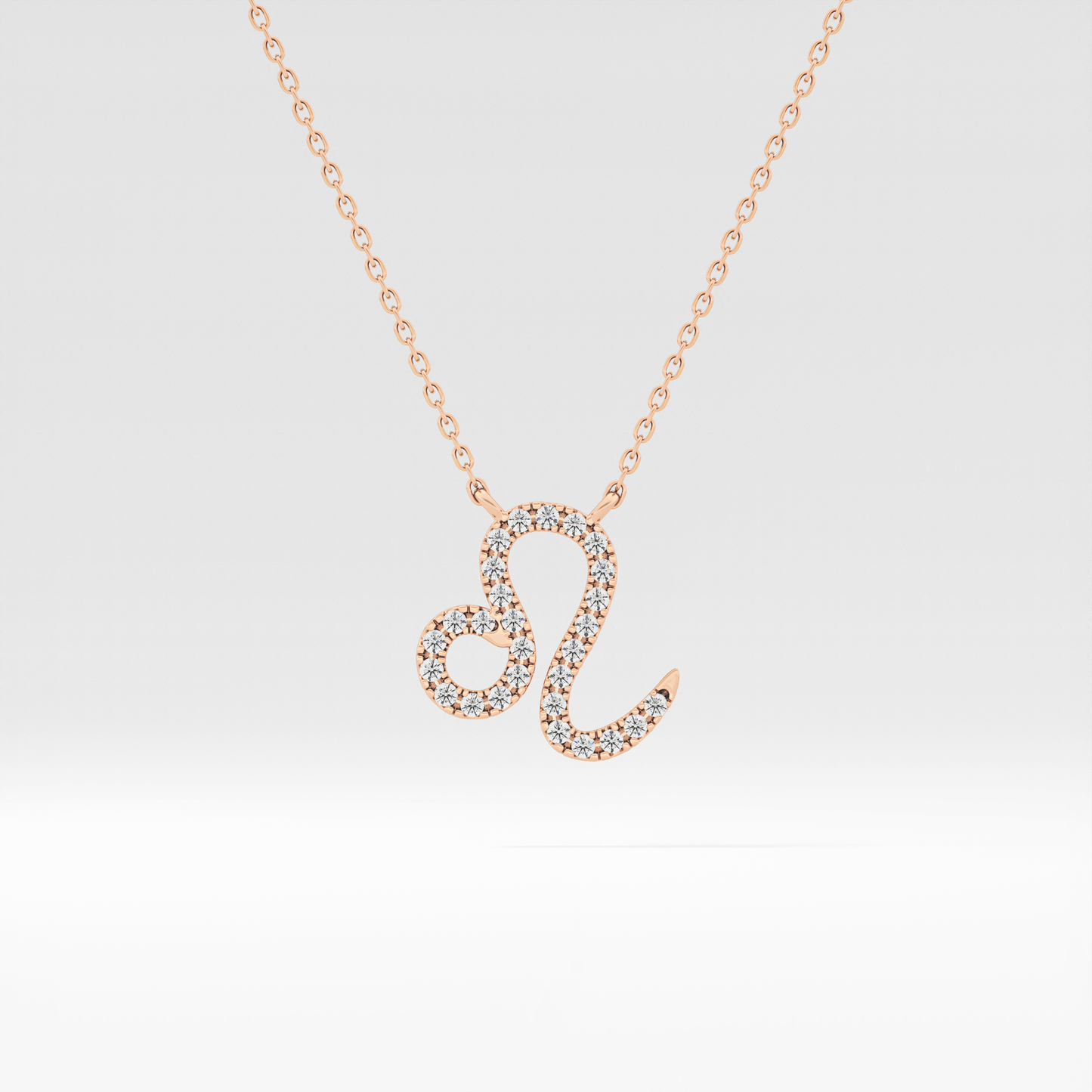 0.14 TCW Round Lab Grown Diamond Leo Zodiac Sign Necklace