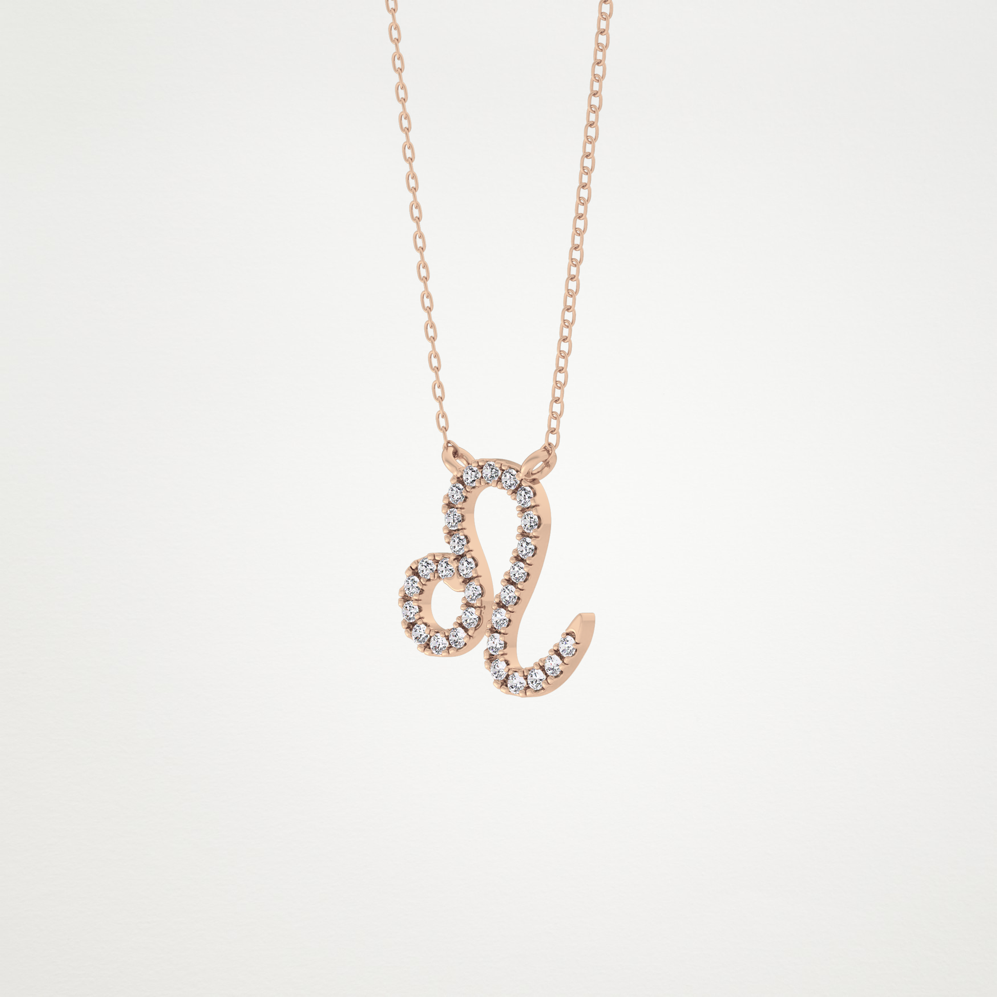 0.14 TCW Round Lab Grown Diamond Leo Zodiac Sign Necklace