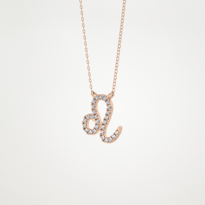 0.14 TCW Round Lab Grown Diamond Leo Zodiac Sign Necklace