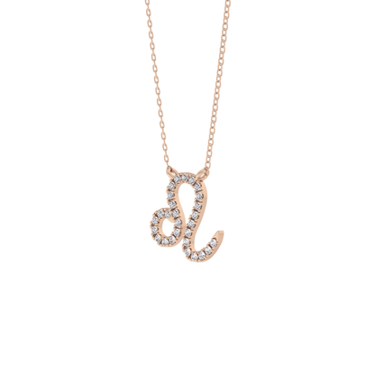 0.14 TCW Round Lab Grown Diamond Leo Zodiac Sign Necklace