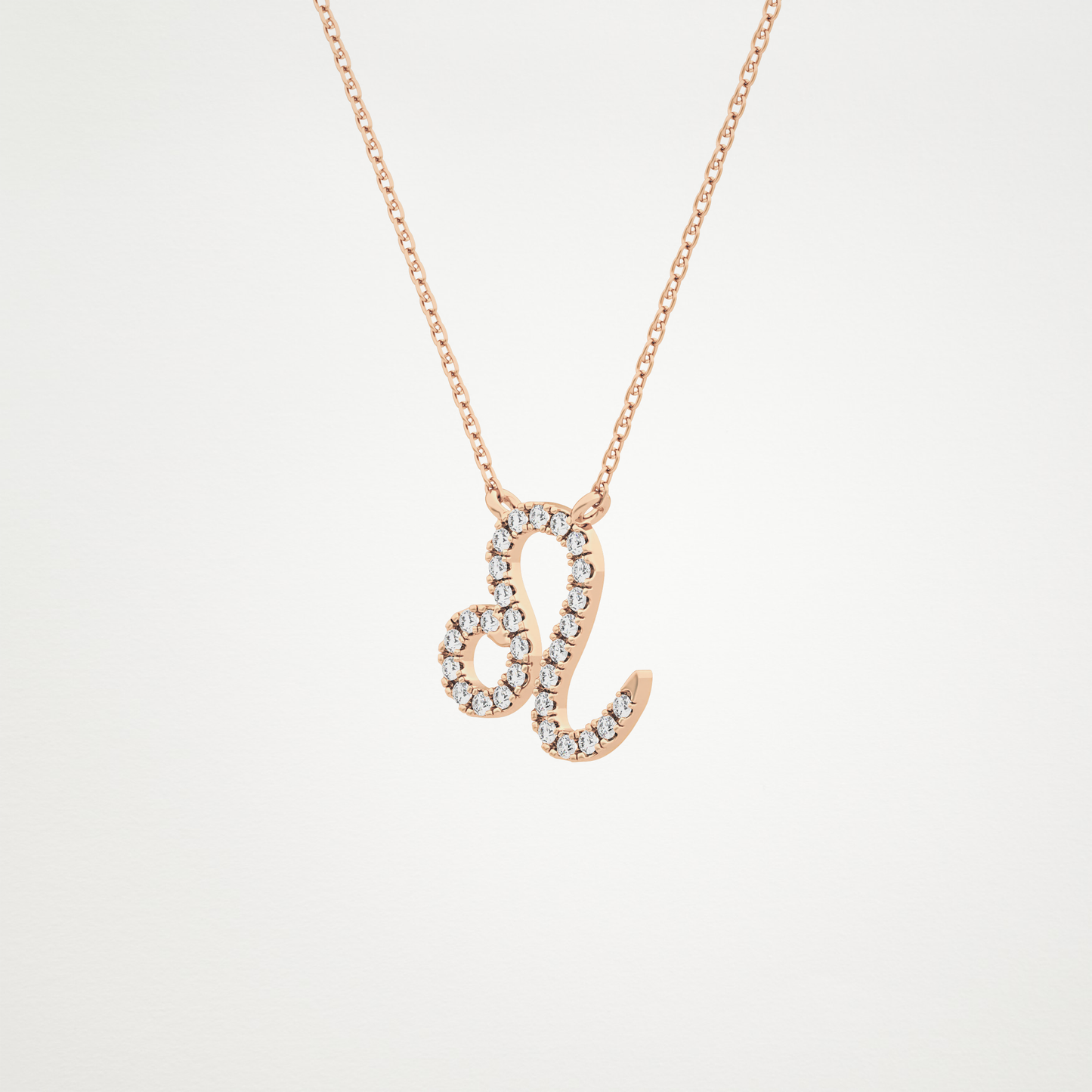 0.14 TCW Round Lab Grown Diamond Leo Zodiac Sign Necklace