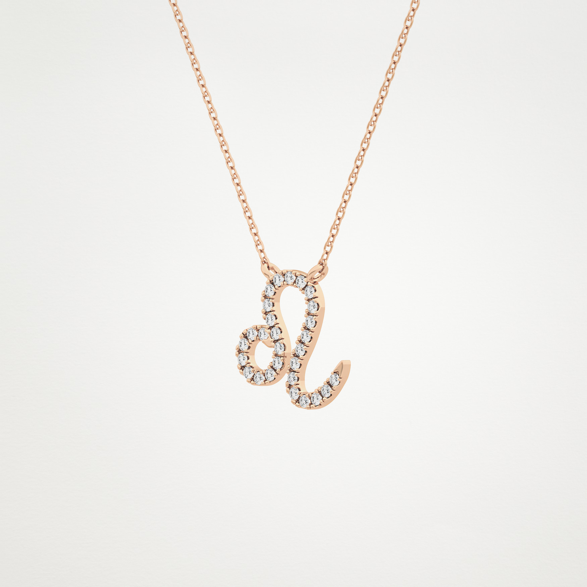 0.14 TCW Round Lab Grown Diamond Leo Zodiac Sign Necklace