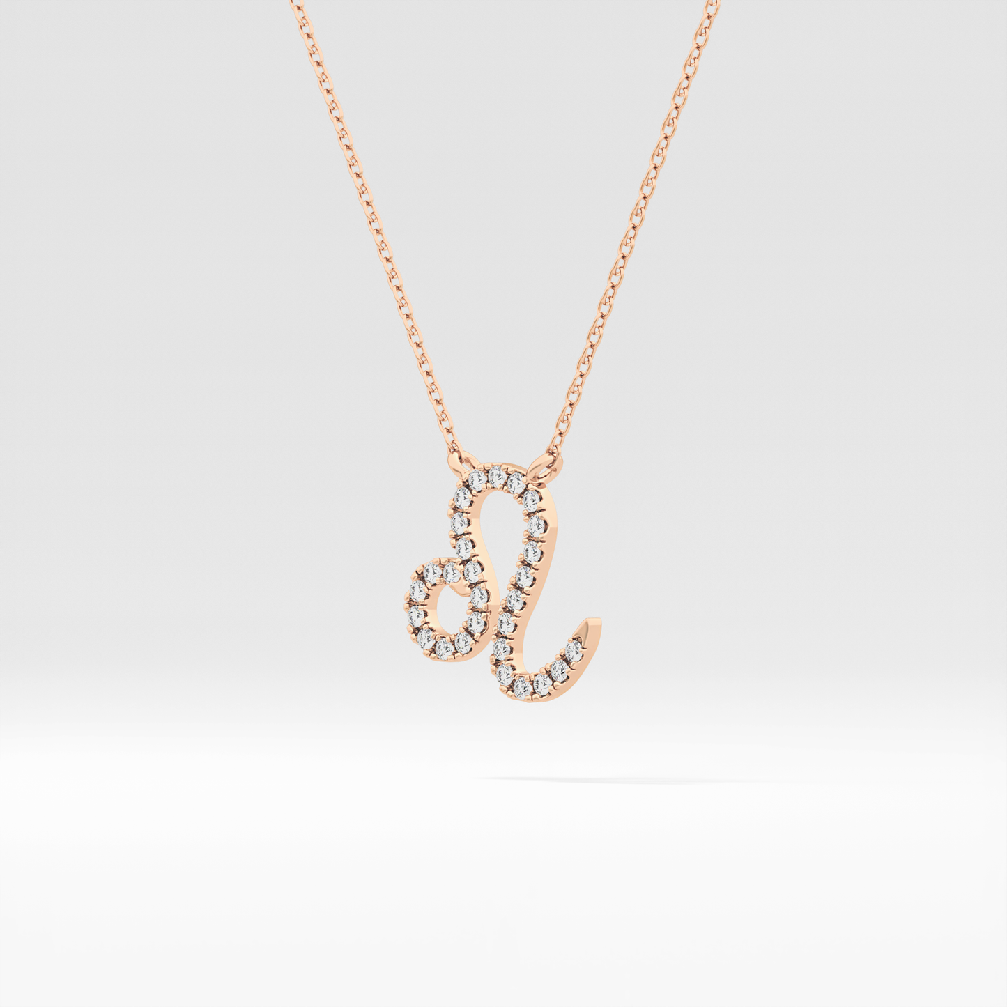 0.14 TCW Round Lab Grown Diamond Leo Zodiac Sign Necklace