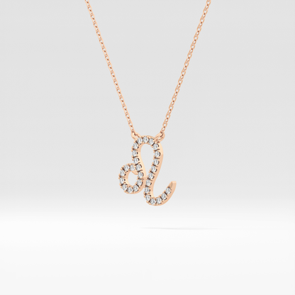 0.14 TCW Round Lab Grown Diamond Leo Zodiac Sign Necklace