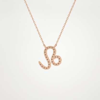 0.14 TCW Round Lab Grown Diamond Leo Zodiac Sign Necklace