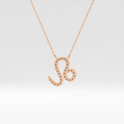 0.14 TCW Round Lab Grown Diamond Leo Zodiac Sign Necklace