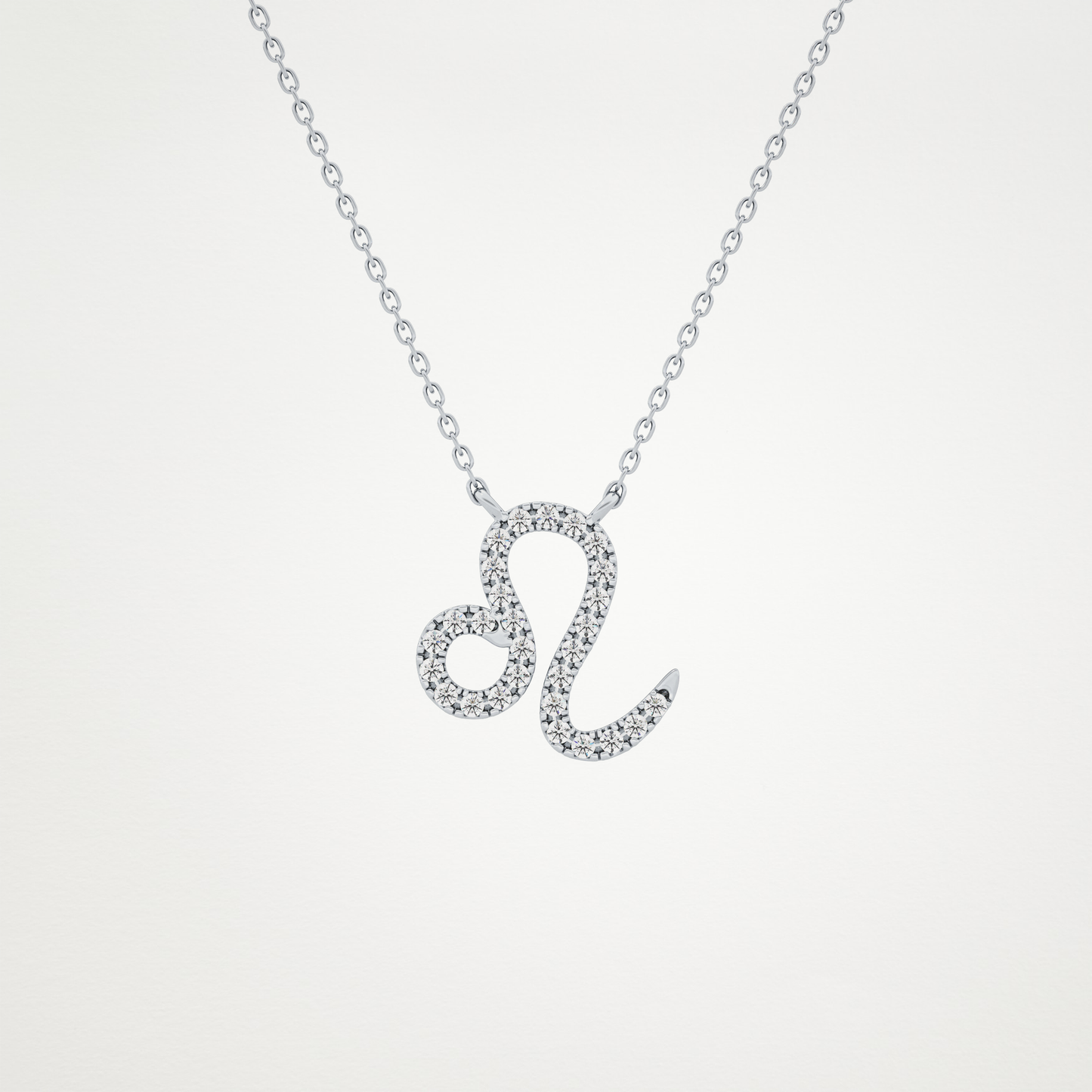 0.14 TCW Round Lab Grown Diamond Leo Zodiac Sign Necklace