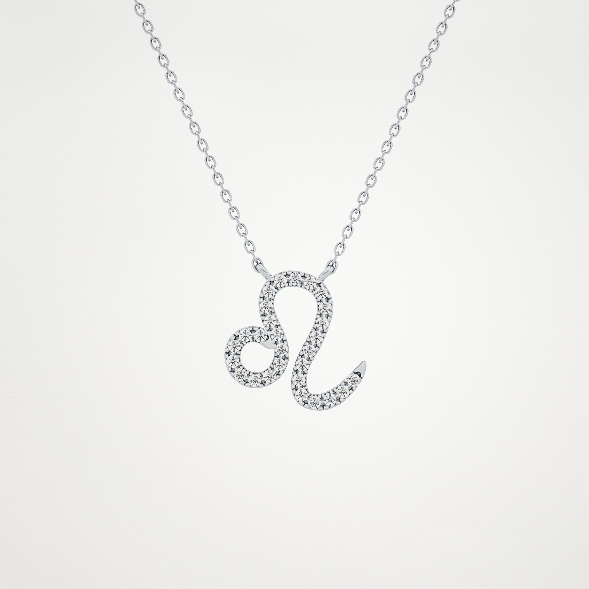 0.14 TCW Round Lab Grown Diamond Leo Zodiac Sign Necklace