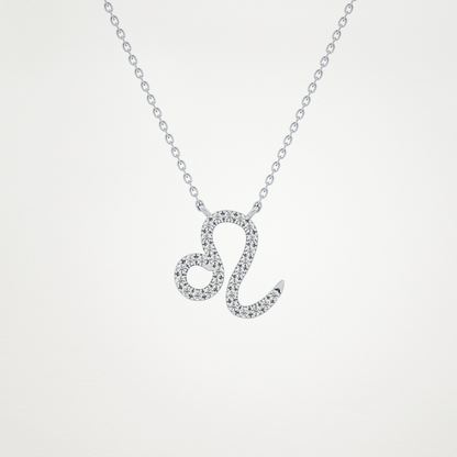 0.14 TCW Round Lab Grown Diamond Leo Zodiac Sign Necklace