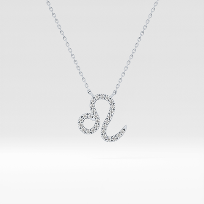 0.14 TCW Round Lab Grown Diamond Leo Zodiac Sign Necklace