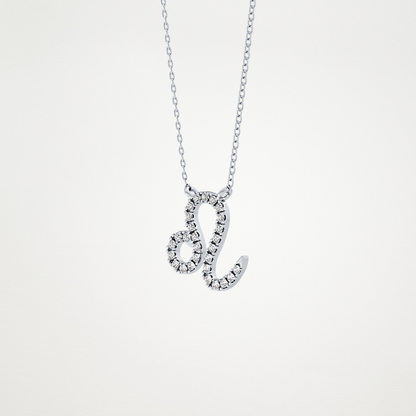 0.14 TCW Round Lab Grown Diamond Leo Zodiac Sign Necklace