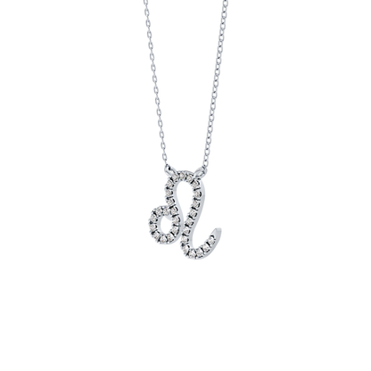 0.14 TCW Round Lab Grown Diamond Leo Zodiac Sign Necklace