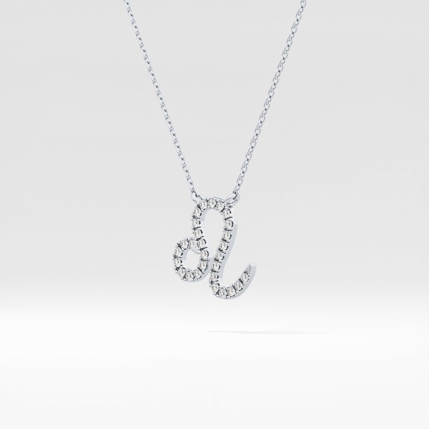 0.14 TCW Round Lab Grown Diamond Leo Zodiac Sign Necklace
