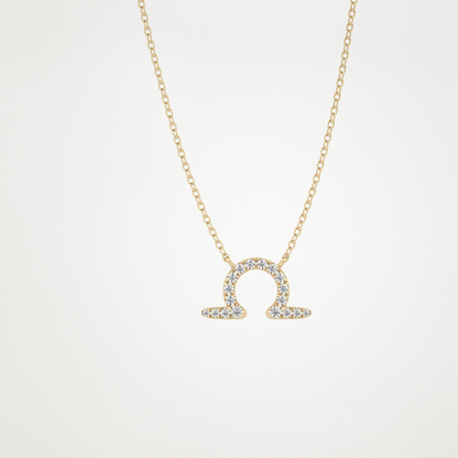0.101 TCW Round Lab Grown Diamond Libra Zodiac Sign Necklace