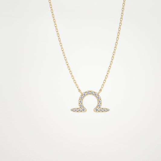 0.101 TCW Round Lab Grown Diamond Libra Zodiac Sign Necklace