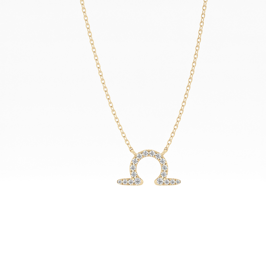 0.101 TCW Round Lab Grown Diamond Libra Zodiac Sign Necklace