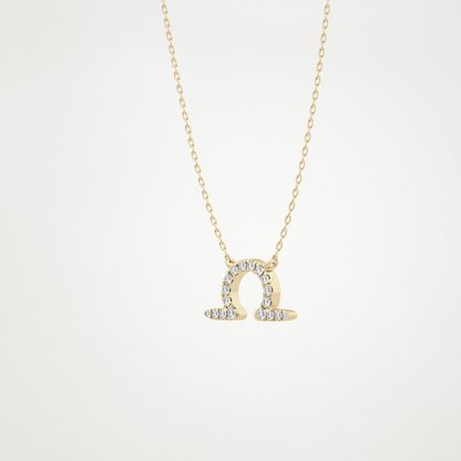 0.101 TCW Round Lab Grown Diamond Libra Zodiac Sign Necklace