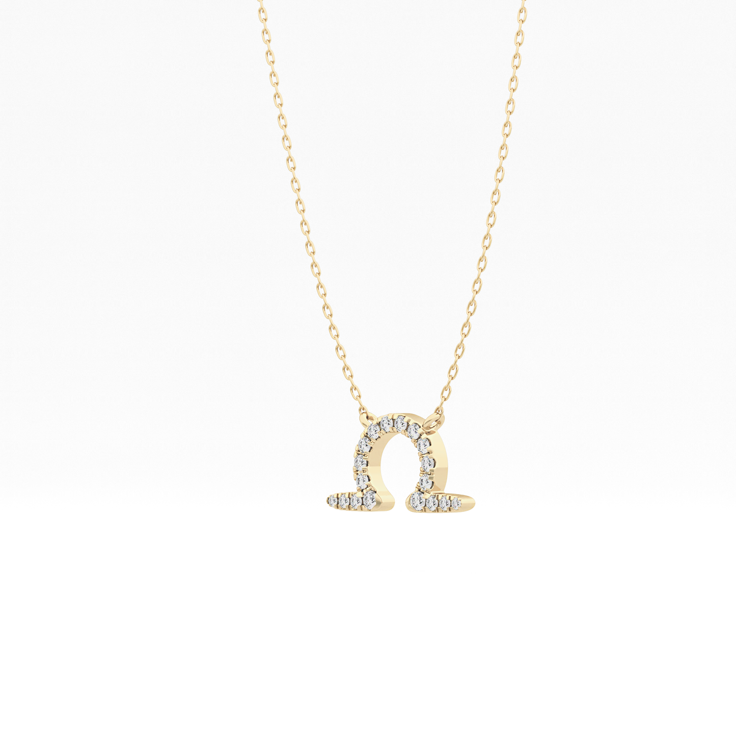 0.101 TCW Round Lab Grown Diamond Libra Zodiac Sign Necklace