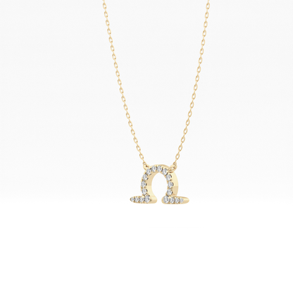 0.101 TCW Round Lab Grown Diamond Libra Zodiac Sign Necklace