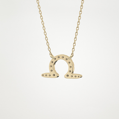 0.101 TCW Round Lab Grown Diamond Libra Zodiac Sign Necklace