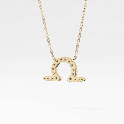 0.101 TCW Round Lab Grown Diamond Libra Zodiac Sign Necklace