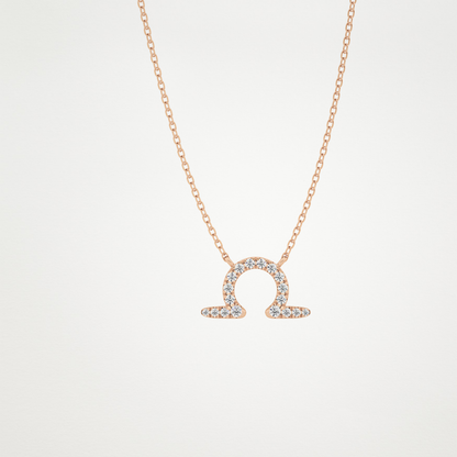 0.101 TCW Round Lab Grown Diamond Libra Zodiac Sign Necklace