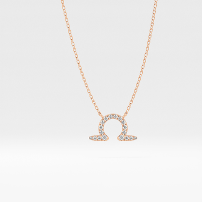 0.101 TCW Round Lab Grown Diamond Libra Zodiac Sign Necklace