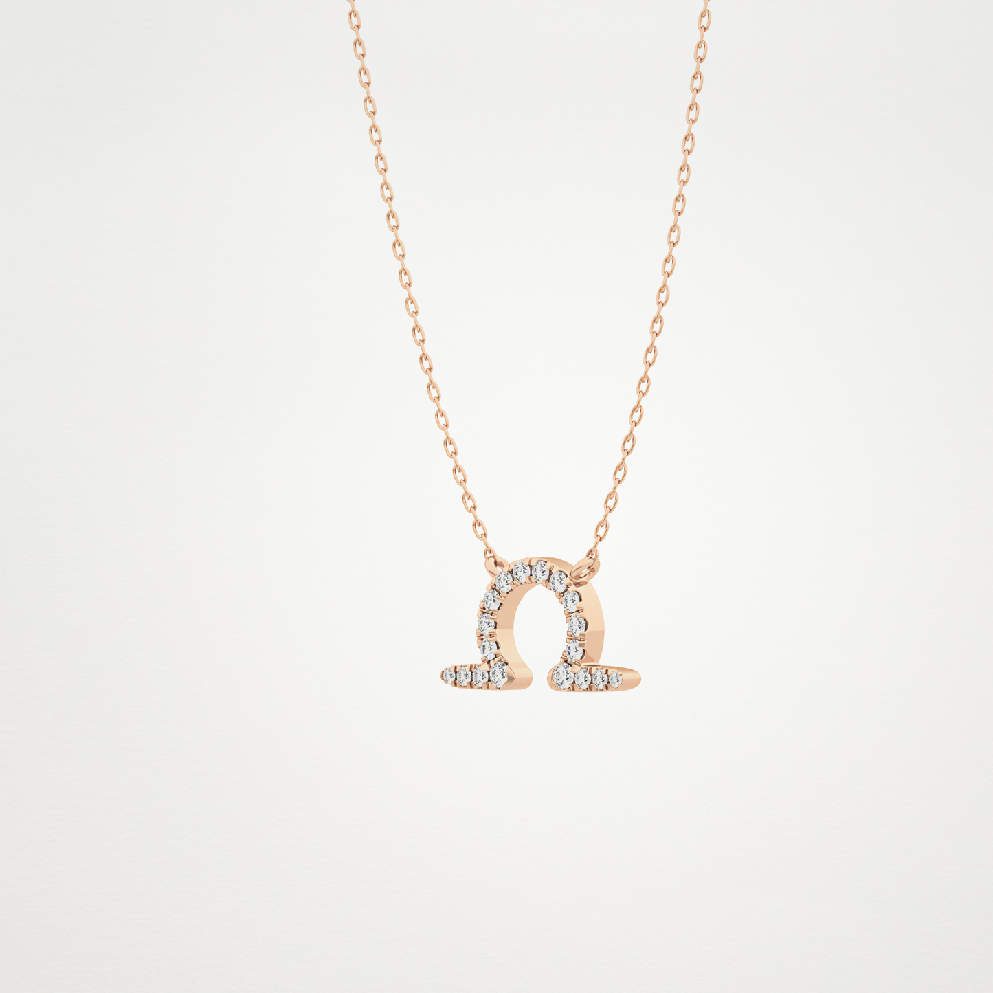 0.101 TCW Round Lab Grown Diamond Libra Zodiac Sign Necklace