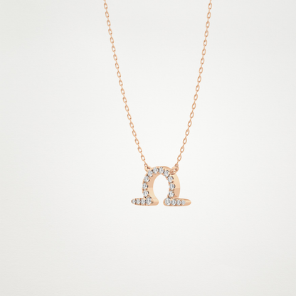 0.101 TCW Round Lab Grown Diamond Libra Zodiac Sign Necklace