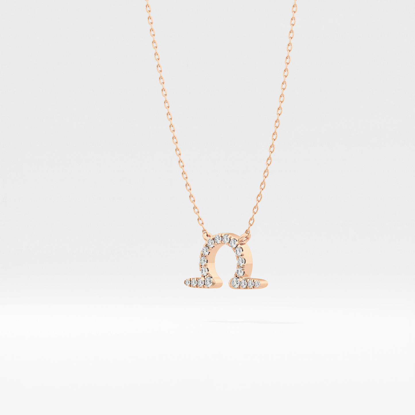 0.101 TCW Round Lab Grown Diamond Libra Zodiac Sign Necklace