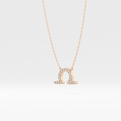 0.101 TCW Round Lab Grown Diamond Libra Zodiac Sign Necklace