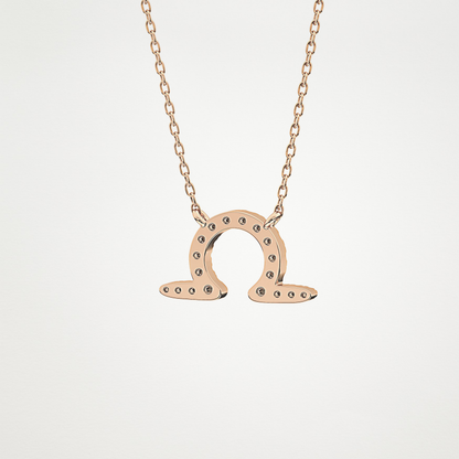 0.101 TCW Round Lab Grown Diamond Libra Zodiac Sign Necklace